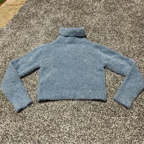 Zara Girls Turtleneck Pullover Sweater Blue Metallic Fiber size 9-10 - Picture 9 of 9